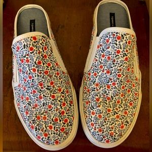 Tommy Hilfiger Womens Floral Frank Blue Denim Slip-On Shoes 9.5 Medium